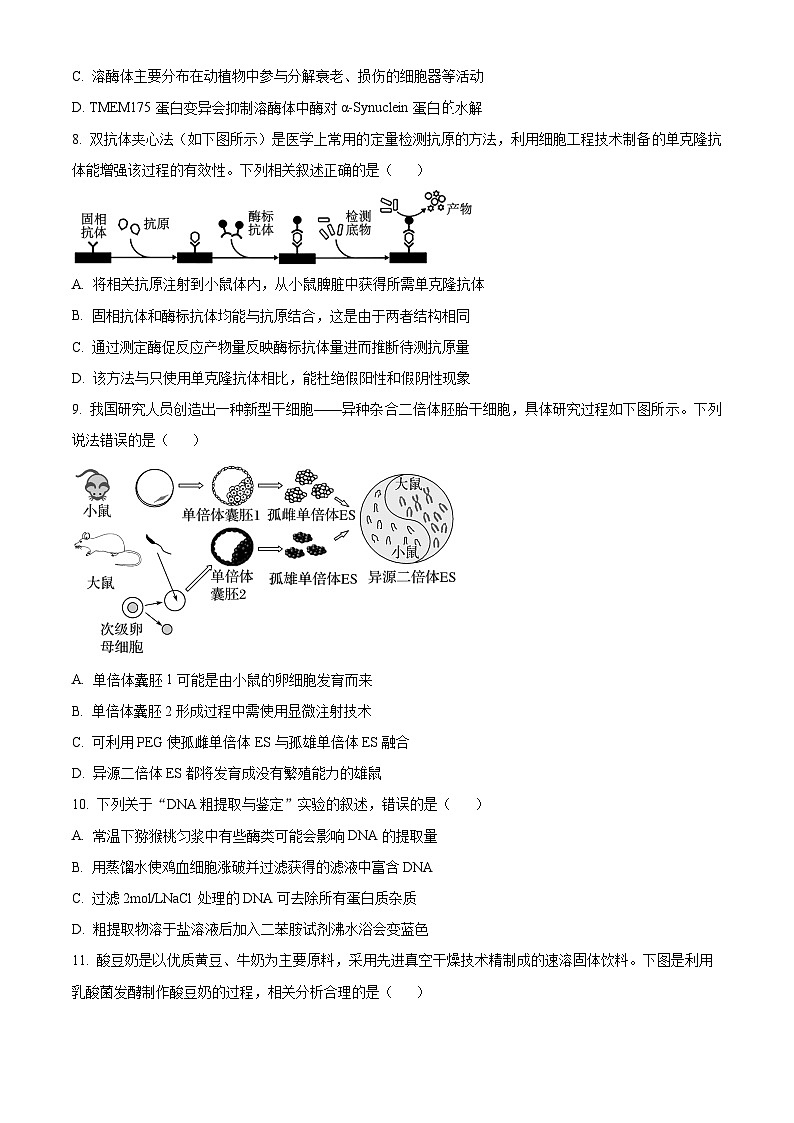 江苏省泰州市泰兴市2023-2024学年高二下学期期中考试生物试题（原卷版+解析版）03
