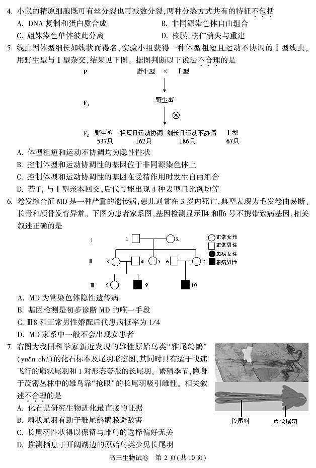 2023届北京市顺义区高三上学期期末生物试卷及答案02