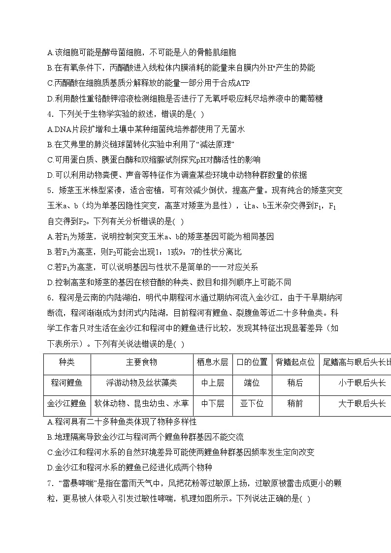 河北省唐山市2024届高三一模生物试卷(含答案)第2页