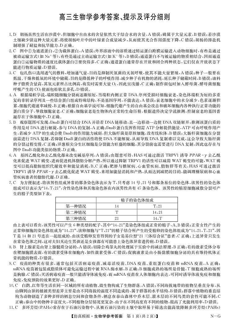 生物答案-仿真模拟（NG）(1)第1页