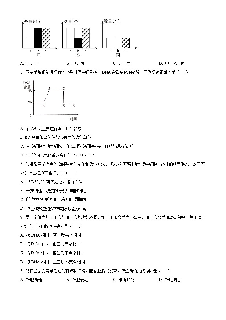 安徽省蚌埠市皖北私立联考（禹泽、汉兴）2023-2024学年高一下学期4月期中生物试题（原卷版）第2页