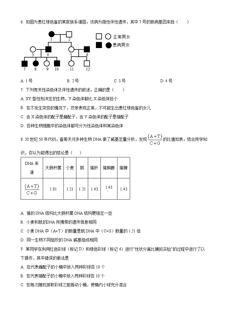江苏省无锡市江阴市三校联考2023-2024学年高一下学期4月期中生物试题（原卷版+解析版）02