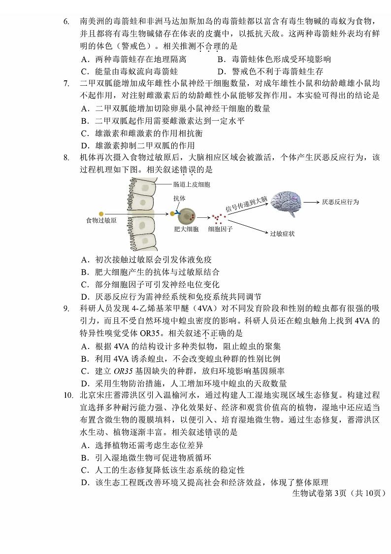 北京市昌平区2024年高三年级第二次统一练习生物试题+答案（昌平二模）第3页