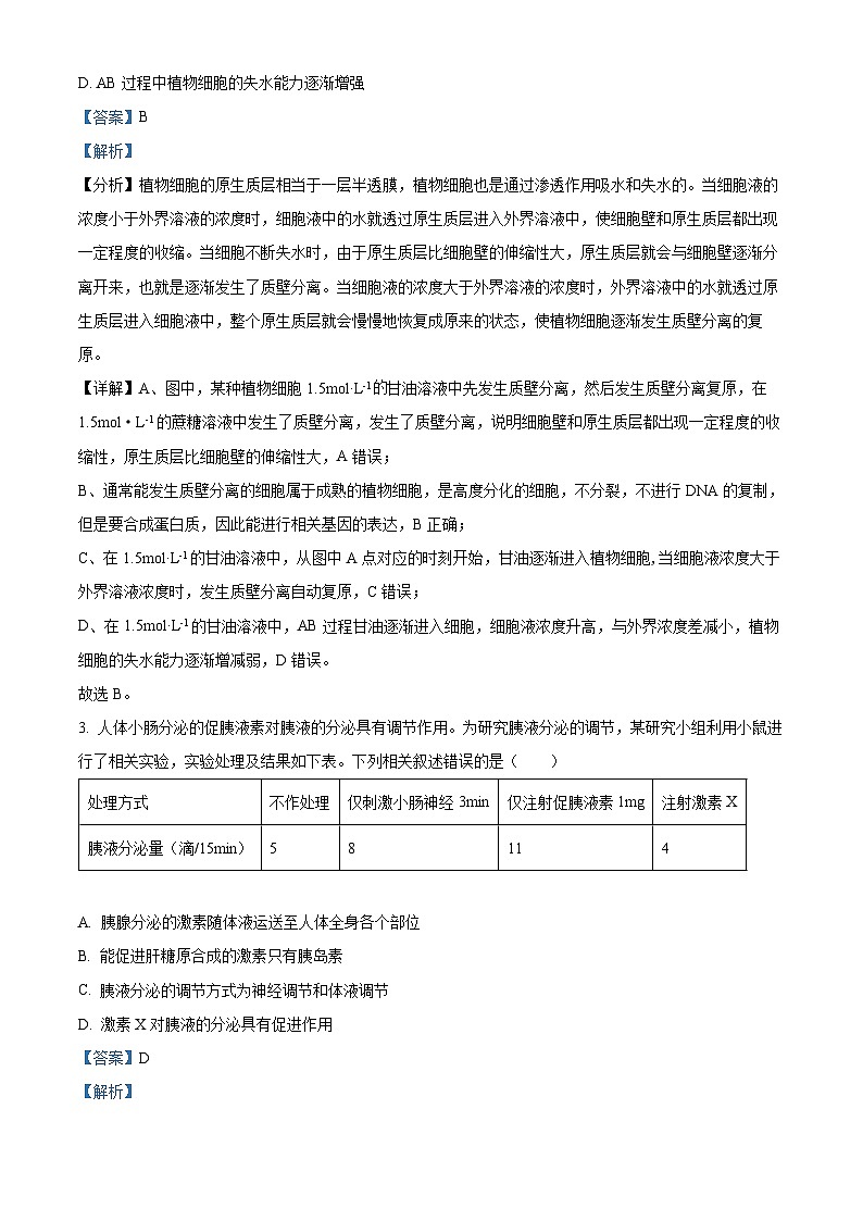 四川省成都市成华区某校2024届高三下学期三诊生物 Word版含解析第2页