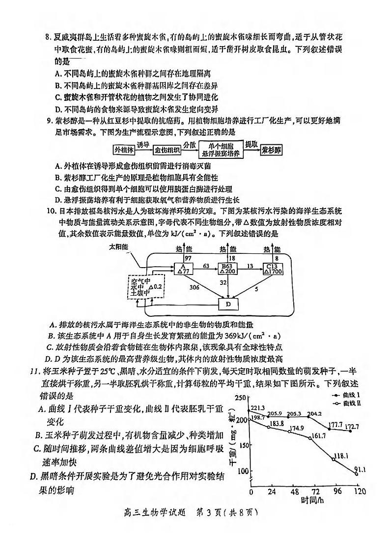 2024届福建省厦门市高考联考模拟预测生物试题03