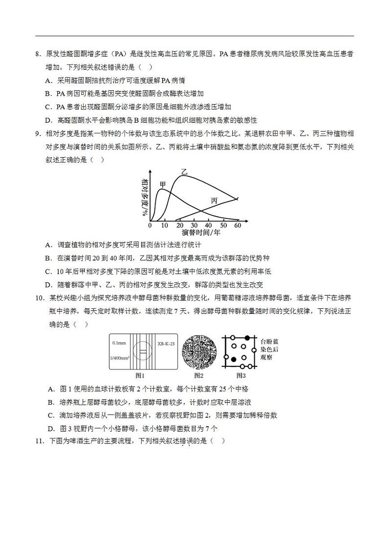 2024年高考押题预测卷—生物（江苏卷01）（考试版）03