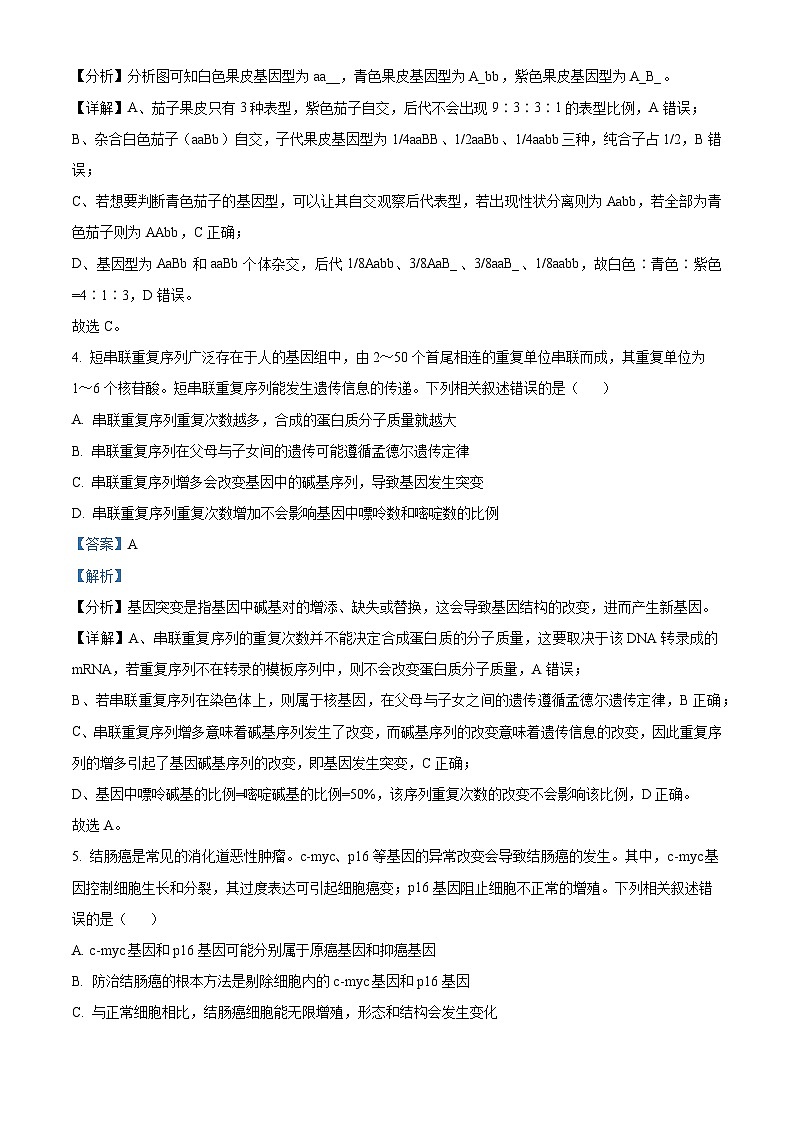 河南省开封市杞县等4地2023-2024学年高二下学期4月期中生物试题（原卷版+原卷版+解析版+解析版）03