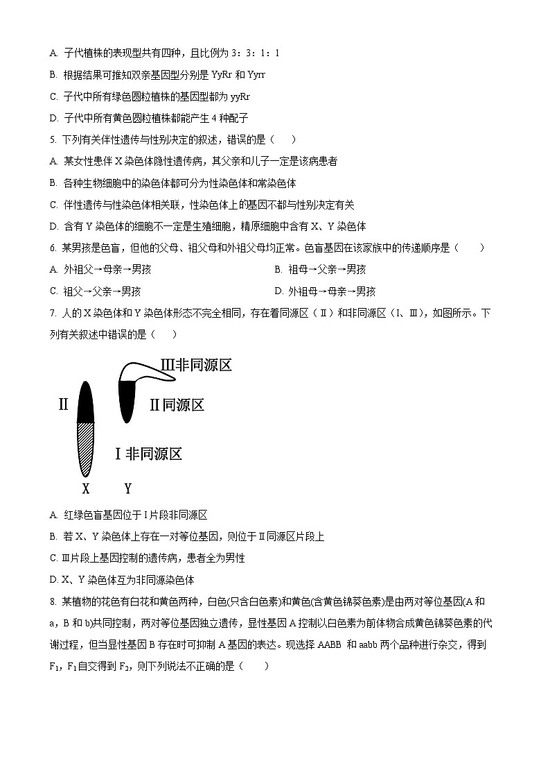河南省驻马店经济开发区高级中学2023-2024学年高一下学期4月期中生物试题（原卷版）第2页