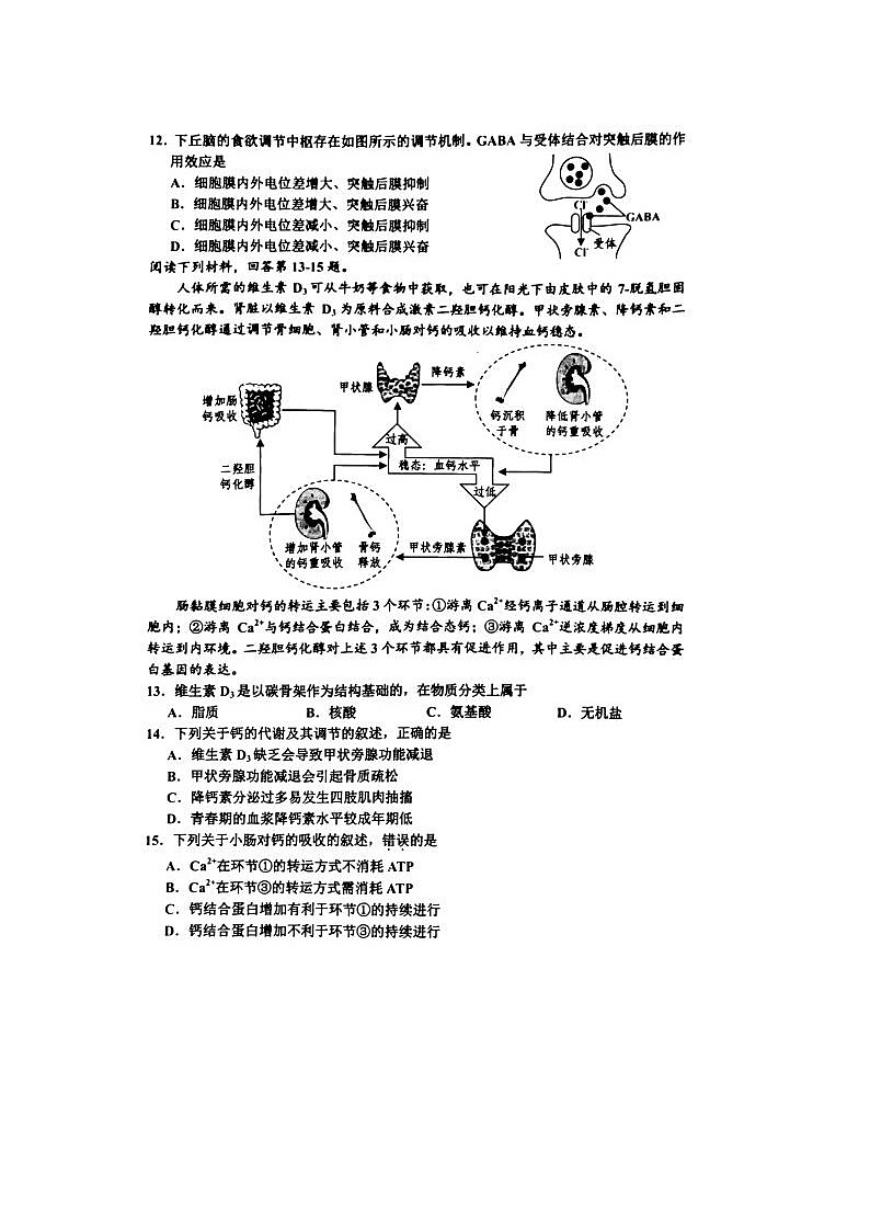 2024届浙江省高三嘉兴二模生物试题及答案03