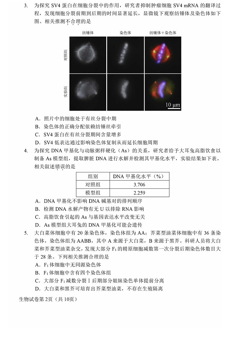 2024北京昌平高三二模生物试题及答案第2页