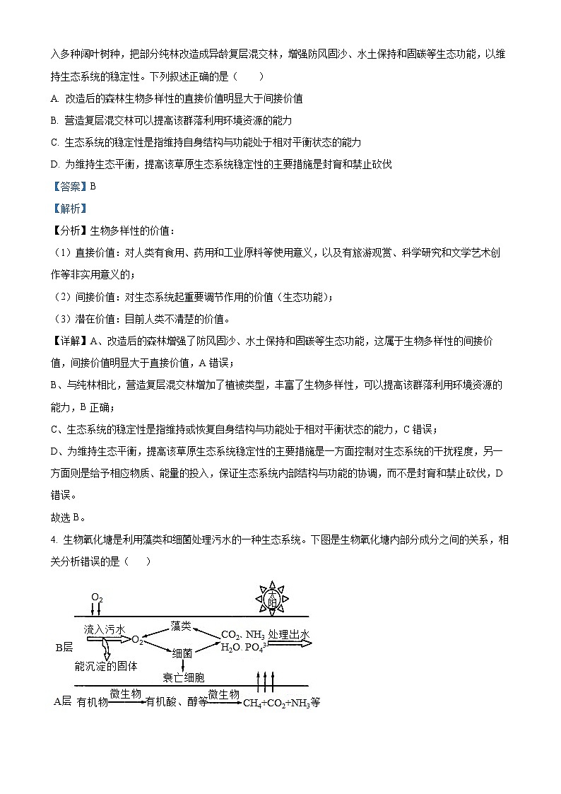 重庆市荣昌中学2023-2024学年高二下学期4月期中生物试题（Word版附解析）03
