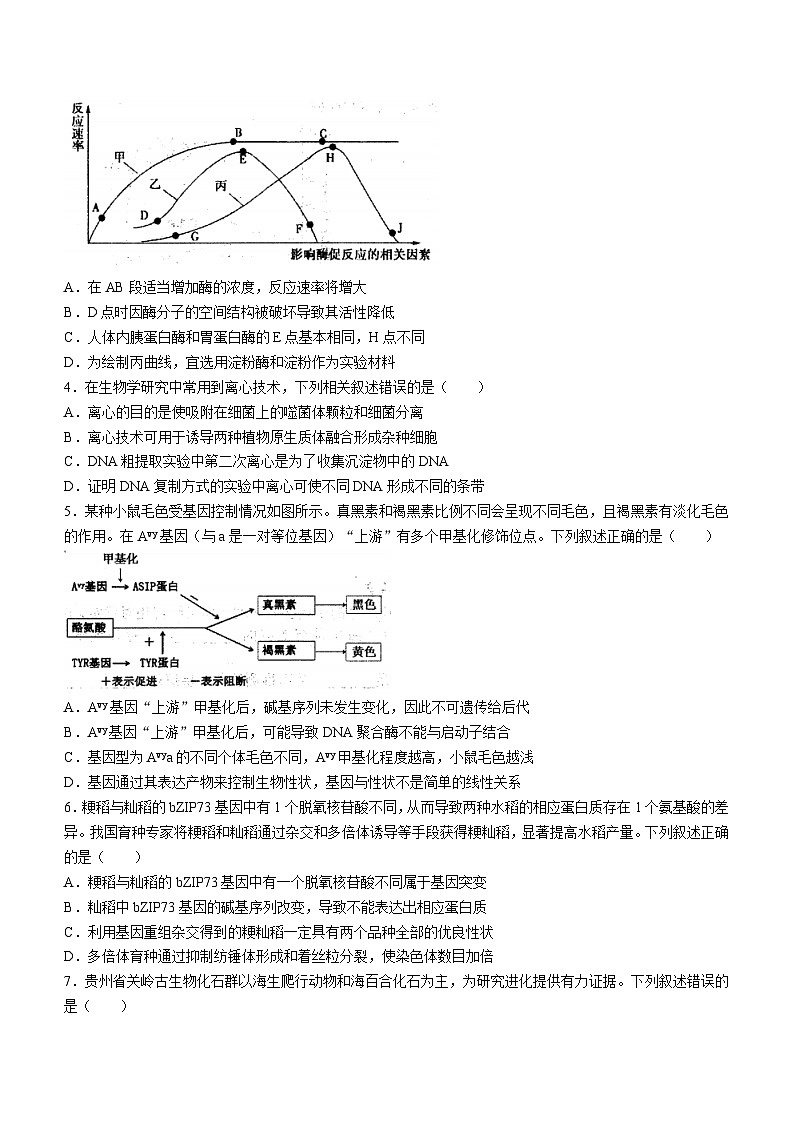 贵州省遵义市2024届高三三模生物试题(无答案)02