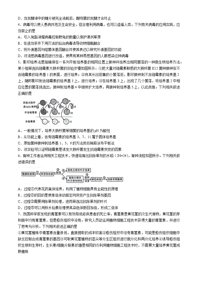辽宁省县级重点高中协作体2023-2024学年高二下学期期中考试生物试卷02