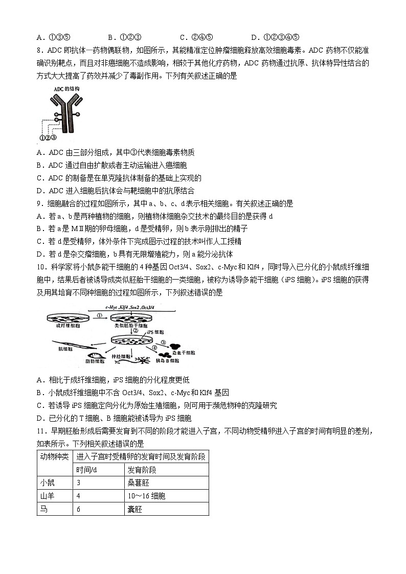 辽宁省县级重点高中协作体2023-2024学年高二下学期期中考试生物试卷03