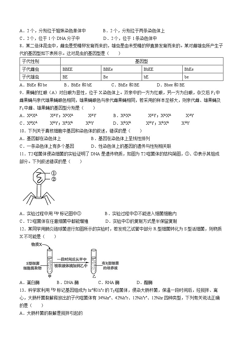山东省济南市等2地2023-2024学年高一下学期5月期中生物试题(无答案)03