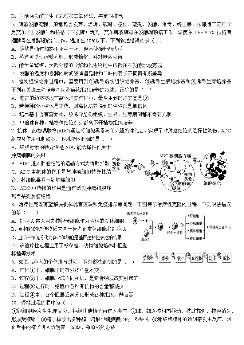 四川省眉山市仁寿县2023-2024学年高二下学期4月期中生物试题02