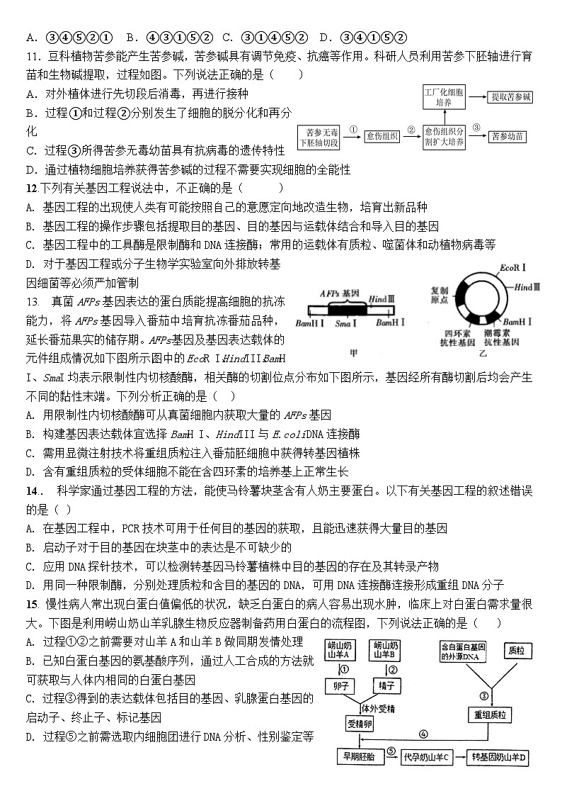 四川省眉山市仁寿县2023-2024学年高二下学期4月期中生物试题03