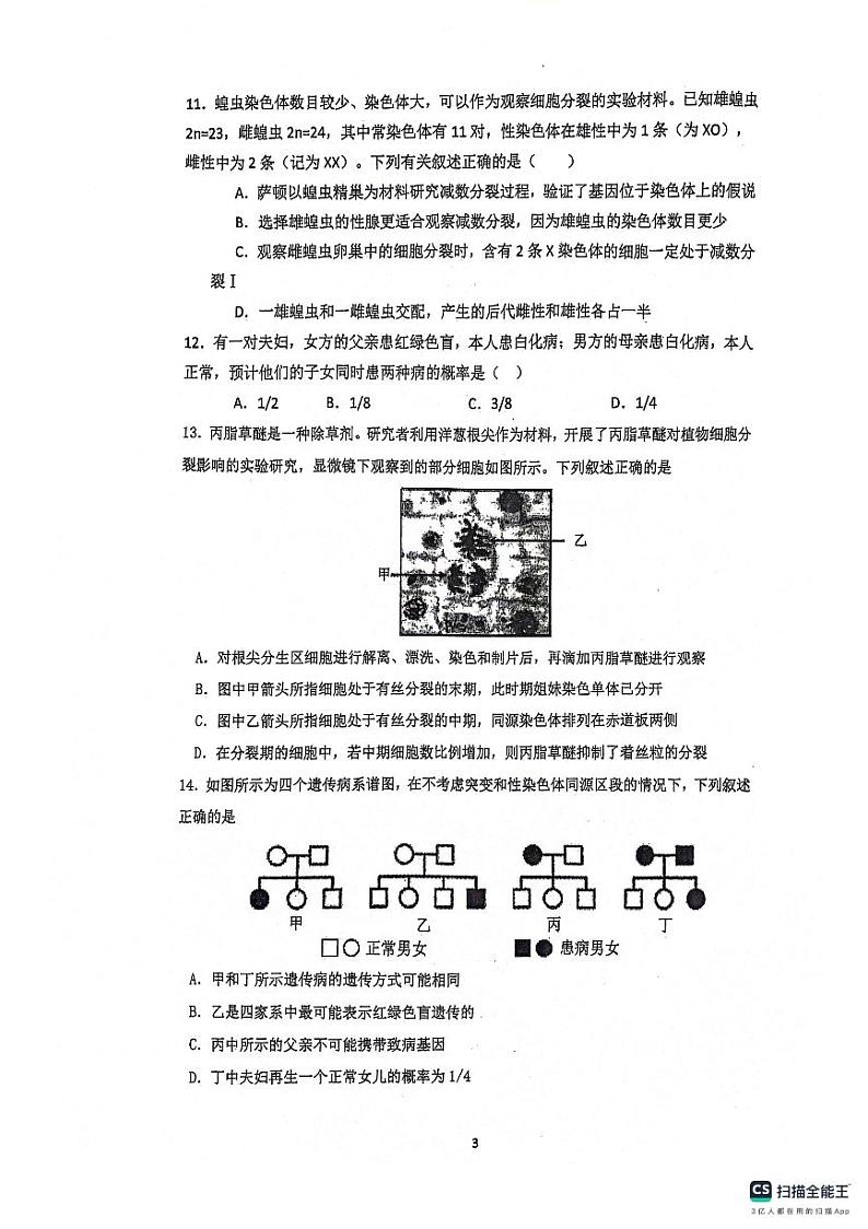 广东省广州科学城中学2023-2024学年高一下学期期中考试生物试题03