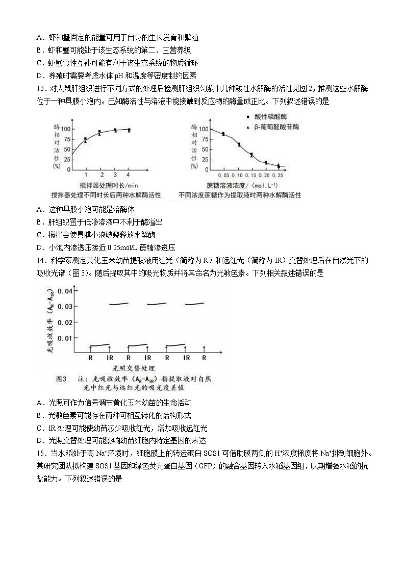2024汕头高三下学期二模试题生物含答案第3页