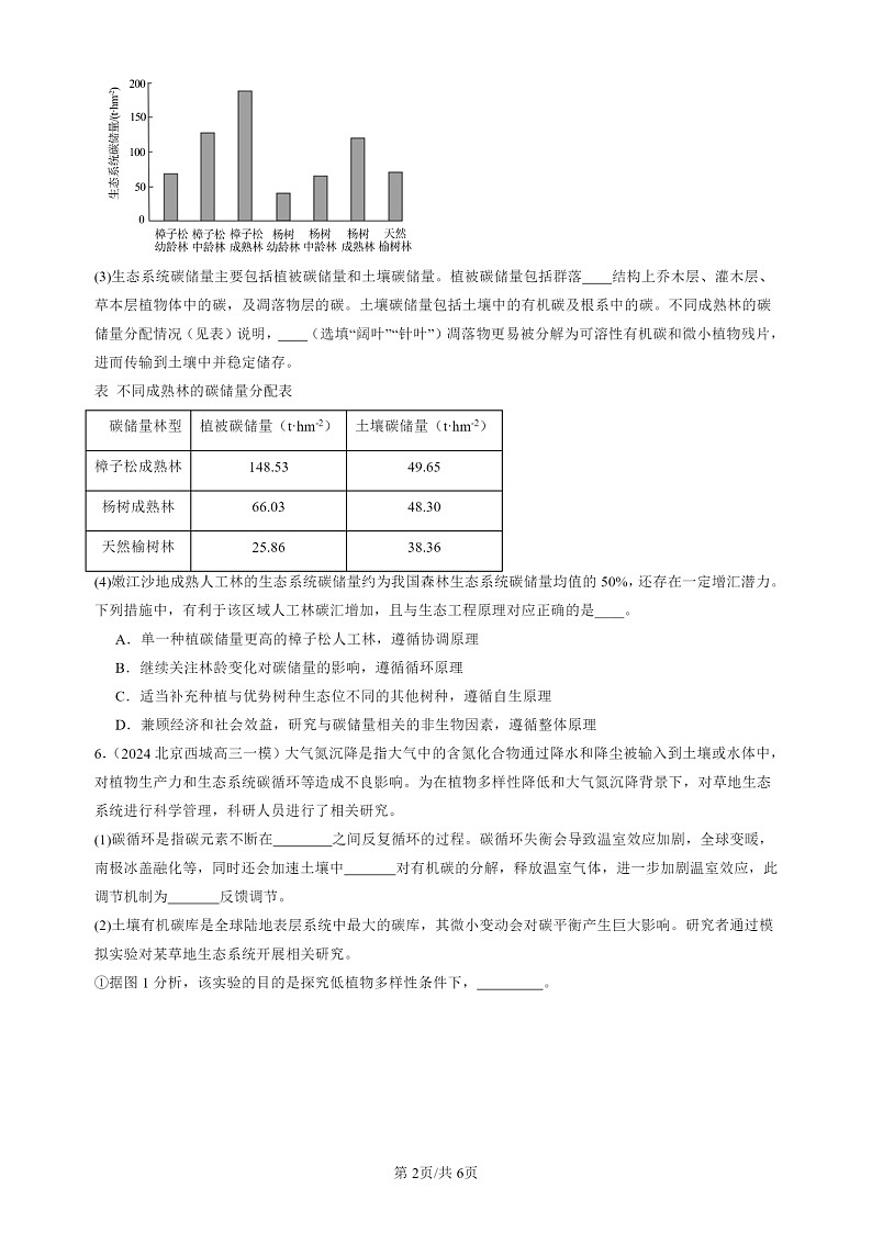 2024北京高三一模试题生物分类汇编：人与环境章节综合第2页