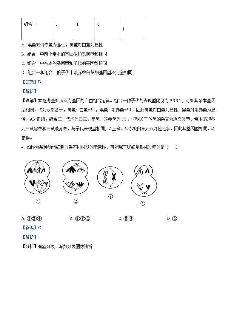 陕西省西安市蓝田县城关中学大学区期中联考2023-2024学年高一下学期4月期中生物试题（原卷版+解析版）03