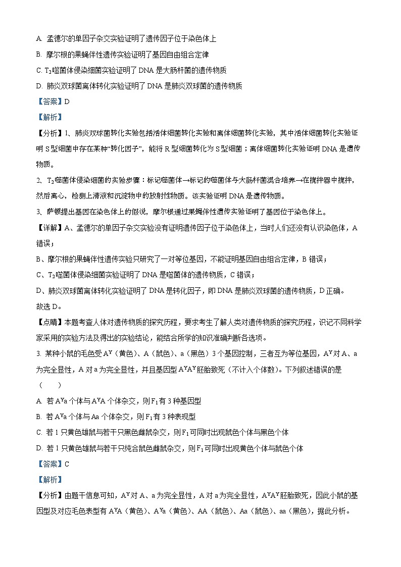 浙江省宁波市北仑中学2023-2024学年高一下学期期中考试生物试题（原卷版+解析版）02