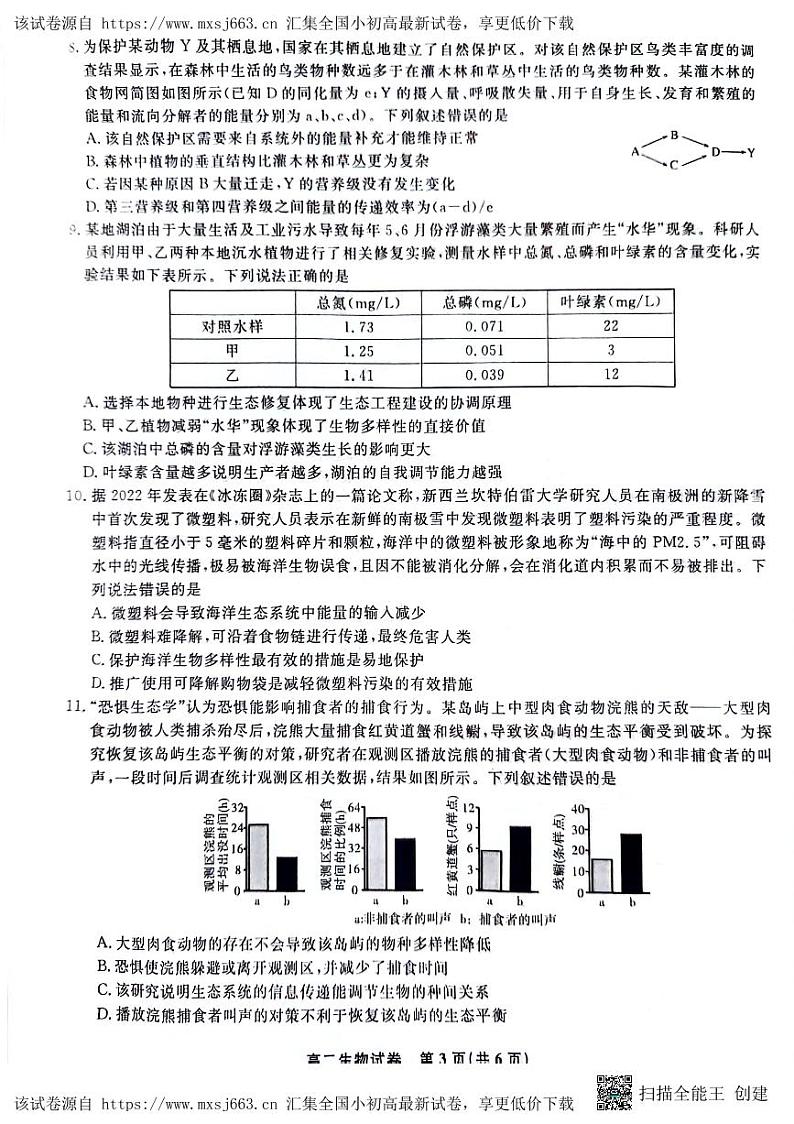 安徽省亳州市2023-2024学年高二下学期4月期中生物试题(1)第3页