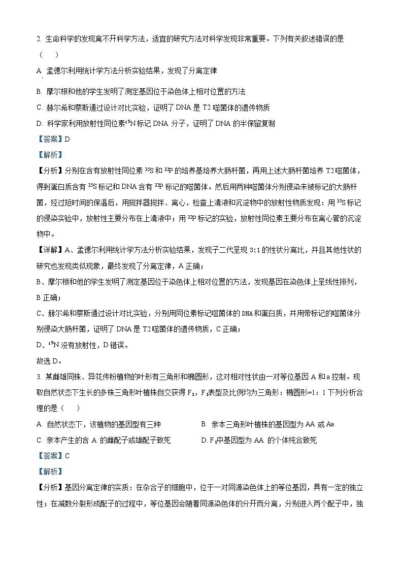 河南省天一期中考试2023-2024学年高一下学期4月期中生物试题第2页