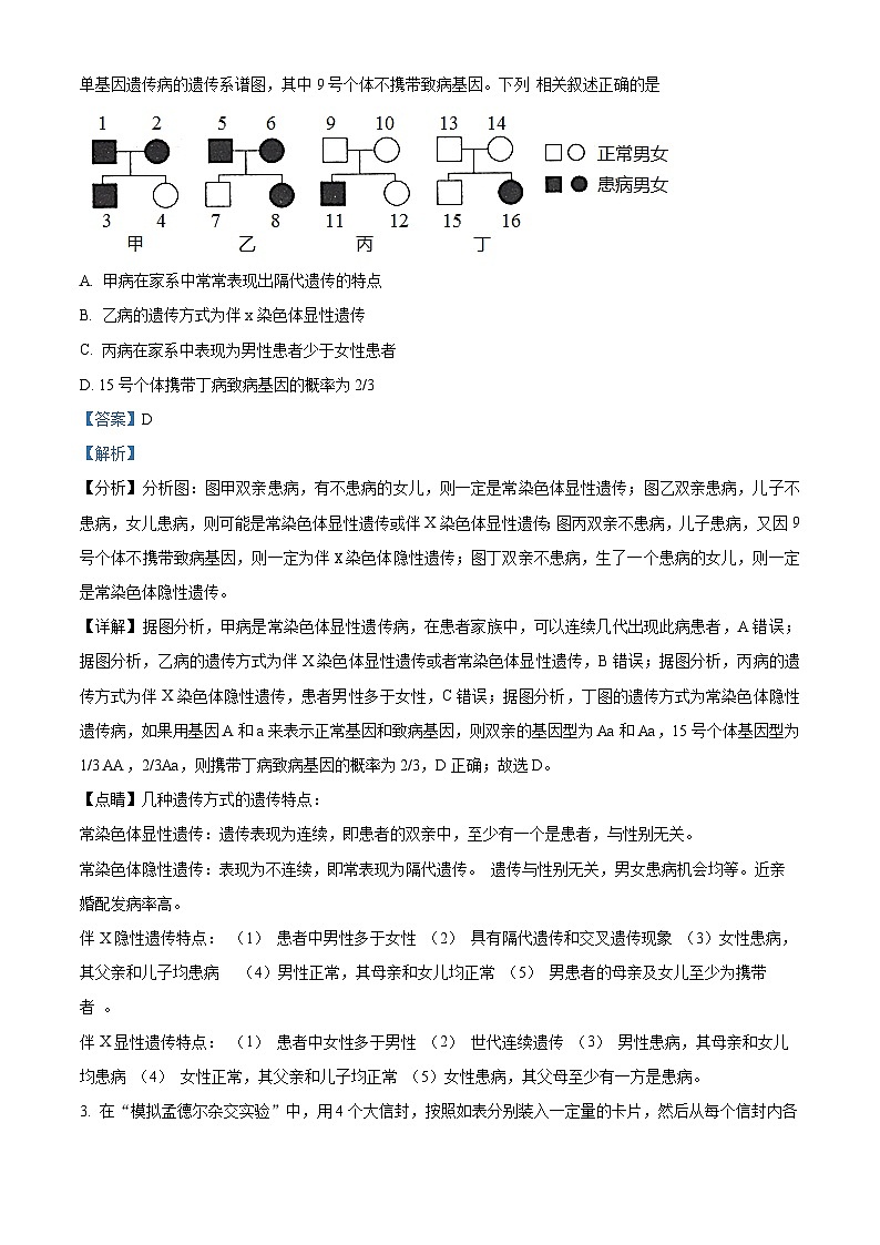 河南省周口市川汇区周口恒大中学2023-2024学年高三下学期4月期中生物试题02
