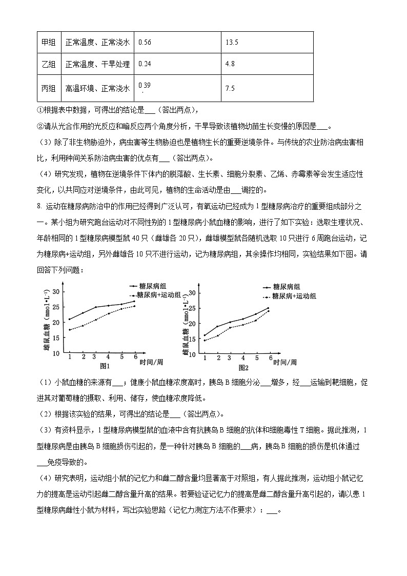 陕西省西安市莲湖区西安市第一中学2023-2024学年高三下学期4月二模生物试题　（原卷版+解析版）03