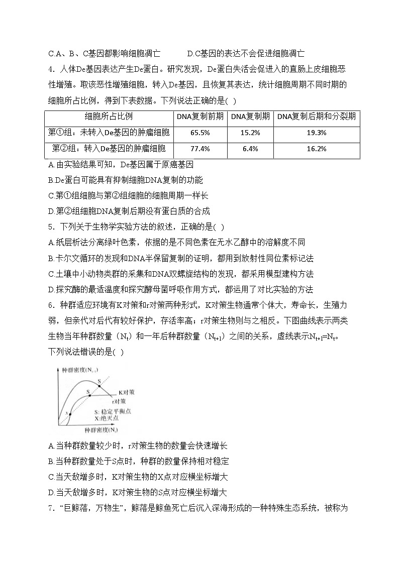 安徽省2024届高三下学期质量联合检测评生物试卷(含答案)02