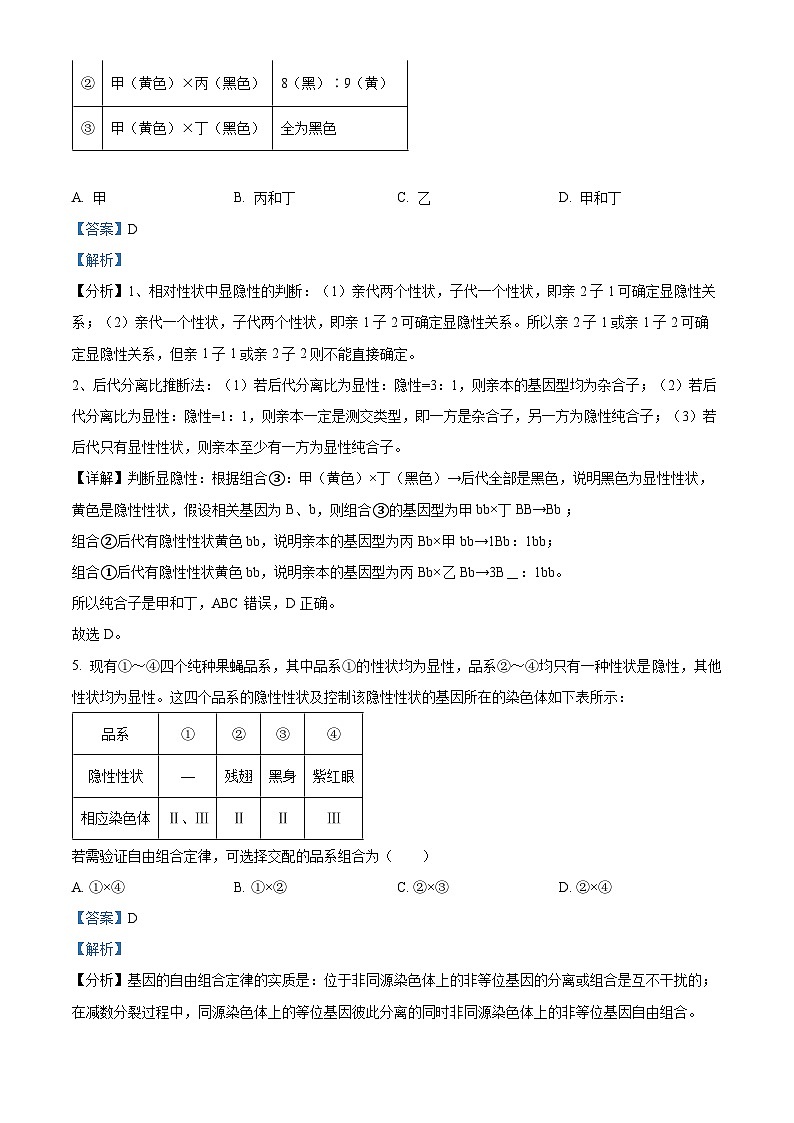 安徽省合肥市六校联盟2023-2024学年高一下学期期中联考生物试卷（Word版附解析）03