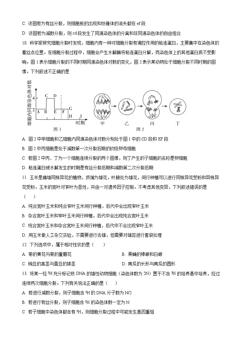 重庆市乌江新高考协作体2023-2024学年高一下学期5月期中生物试题（原卷版）第3页