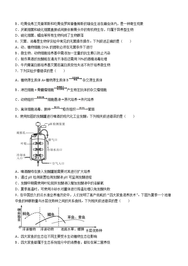 福建省泉州市四校联盟2023-2024学年高二下学期5月期中考试生物试题02