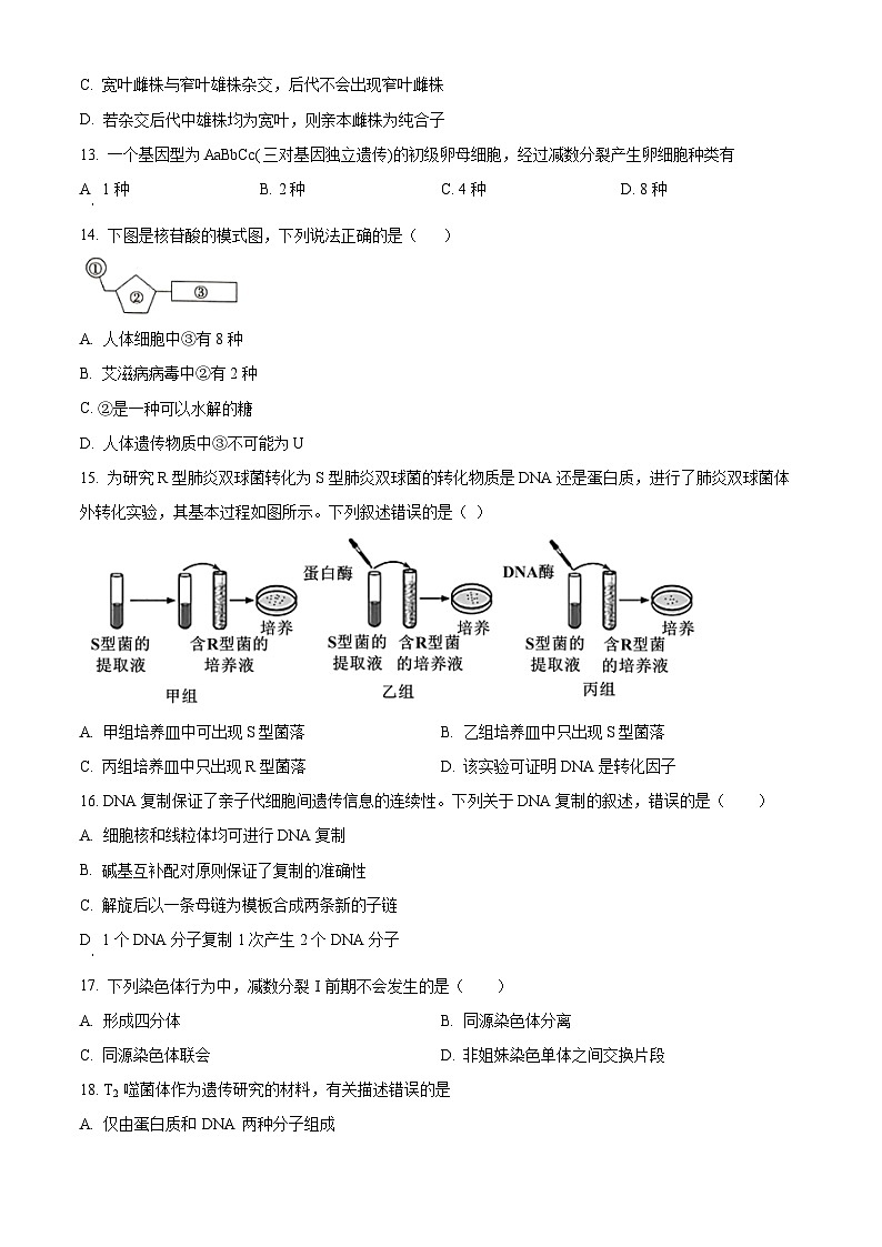 四川省甘孜藏族自治州某重点中学2023-2024学年高一下学期4月期中生物试题（原卷版+解析版）03