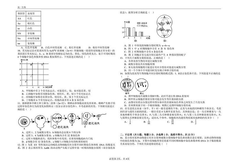 山东省威海大光华学校2023-2024学年高一下学期4月月考生物试题第2页