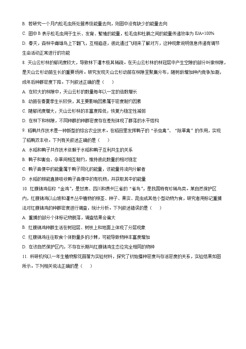 福建省莆田市仙游县6所乡镇高中校联盟2023-2024学年高二下学期期中质量检测生物试卷（原卷版+解析版）03