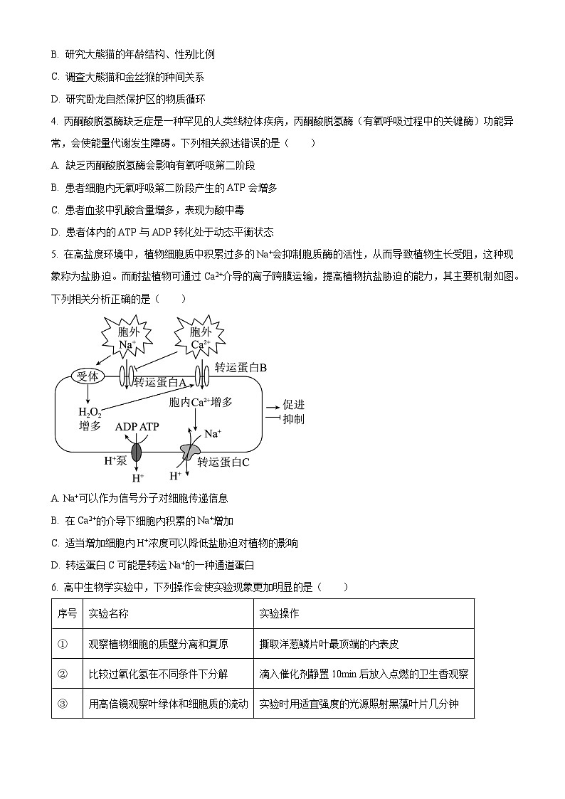 2024届湖南省衡阳市衡阳县二中高三模拟演练生物试题（原卷版+解析版）02