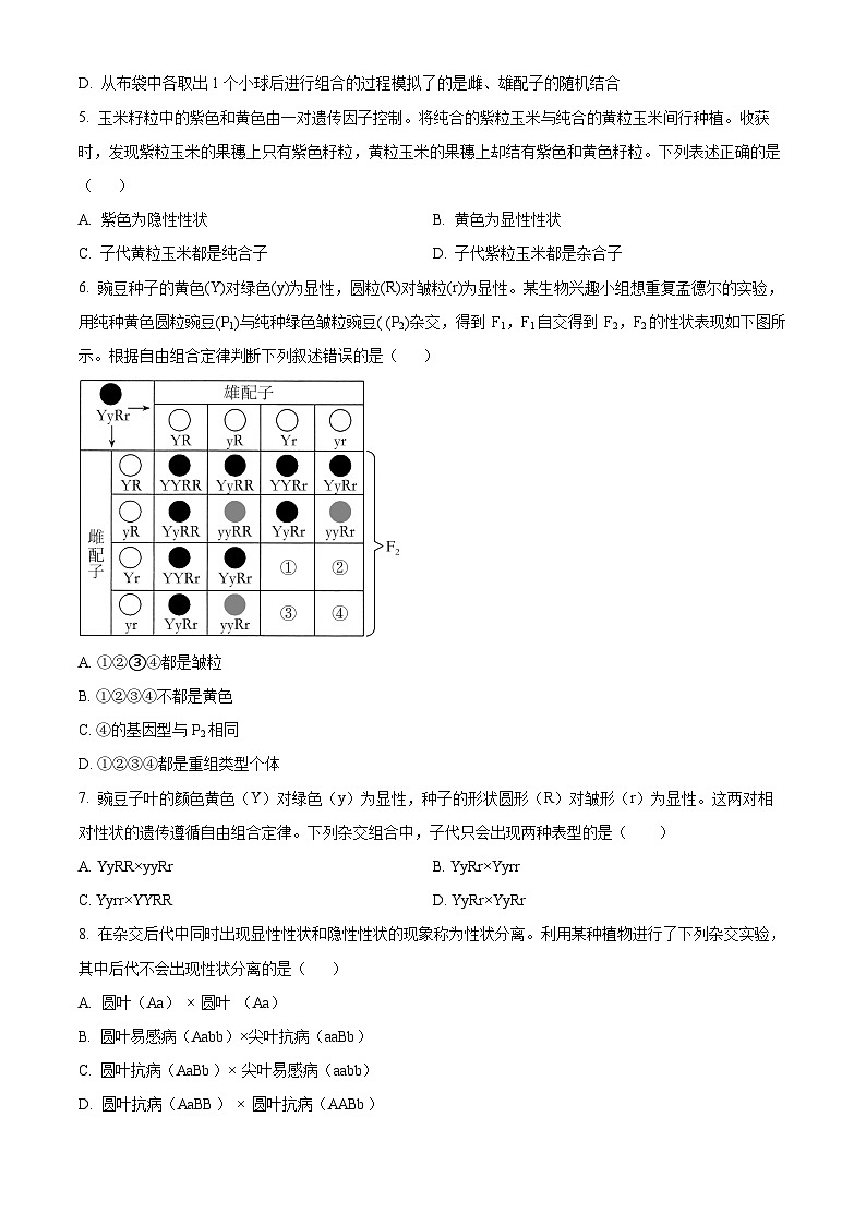 天津市南开中学滨海生态城学校2023-2024学年高二下学期期中考试生物试题（原卷版）第2页