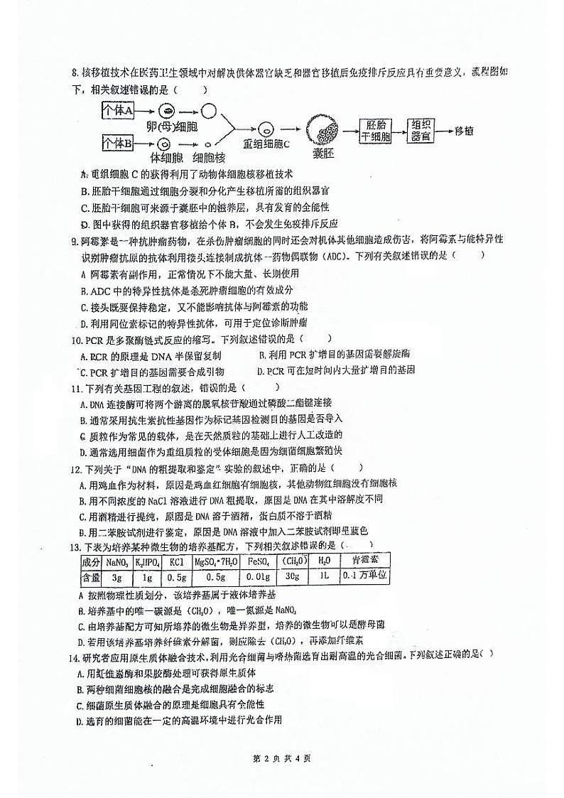 广东省肇庆市封开县江口中学2023-2024学年高二下学期5月期中生物试题02