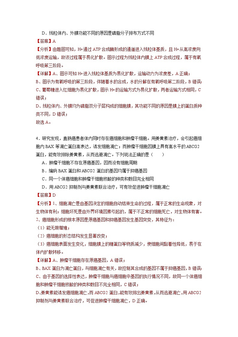 模拟卷01-【赢在高考·模拟8卷】备战2024年高考生物模拟卷（江苏专用）03