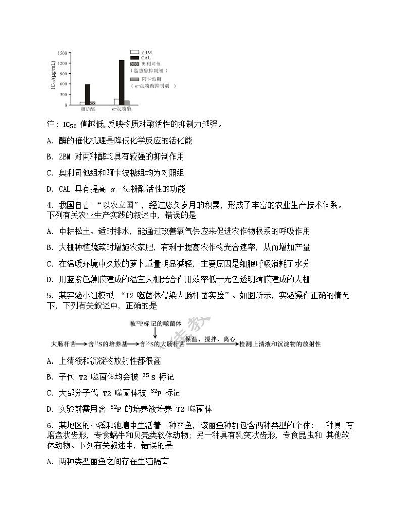 高三生物 试卷（学生版）第2页