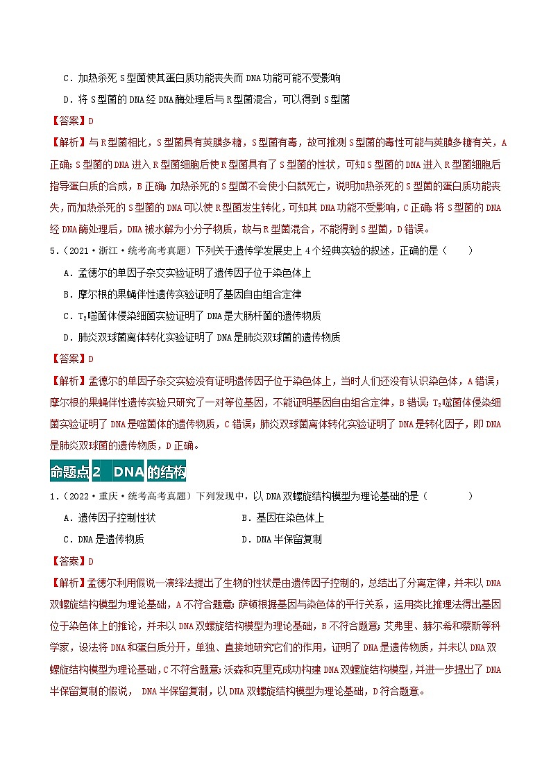 专题06 遗传的分子基础--三年（2021-2023）高考生物真题分项汇编（全国通用）03