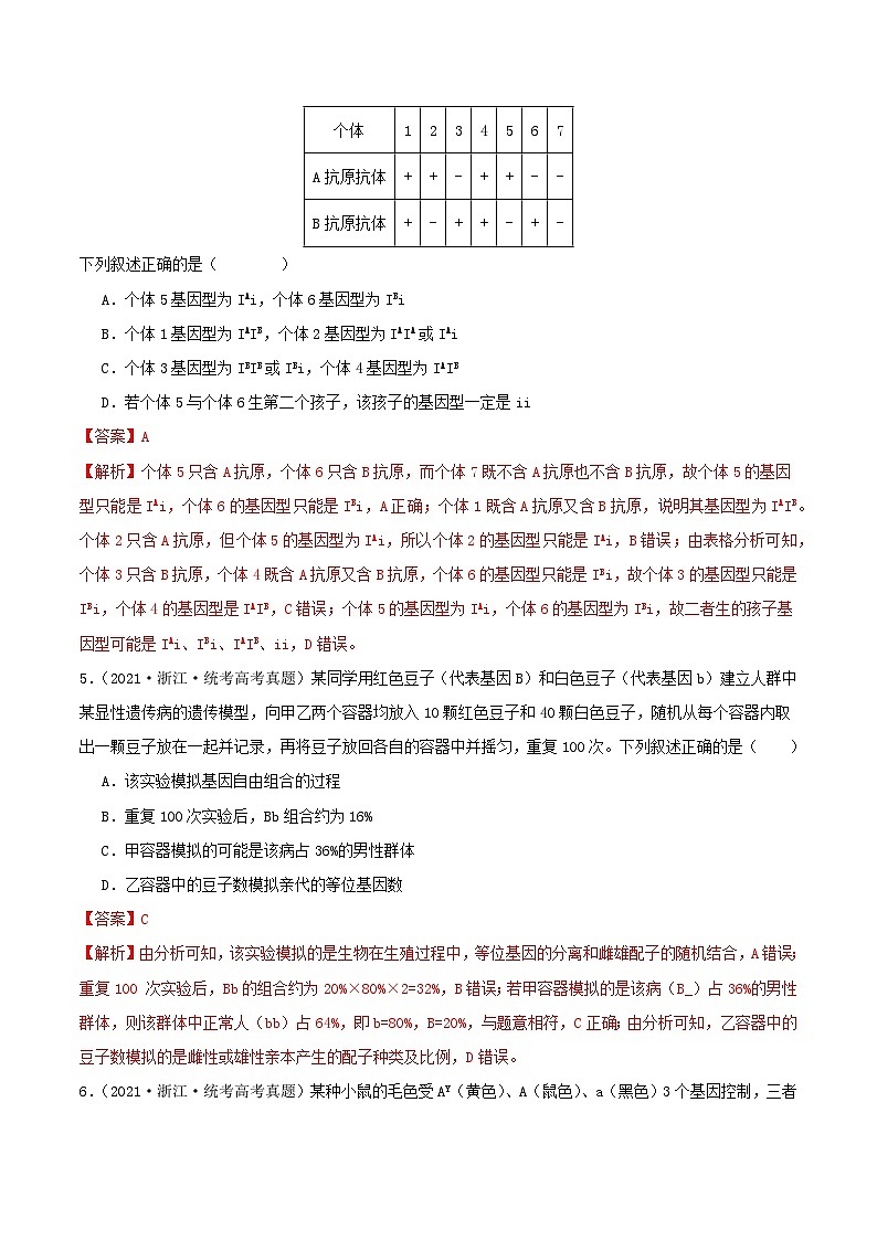 专题07 分离定律和自由组合定律--三年（2021-2023）高考生物真题分项汇编（全国通用）03