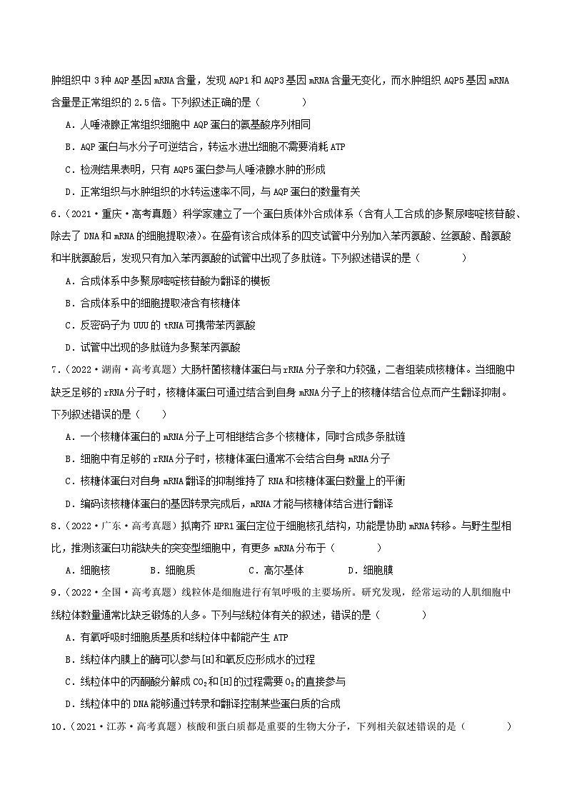 专题08 基因表达--三年（2021-2023）高考生物真题分项汇编（全国通用）03