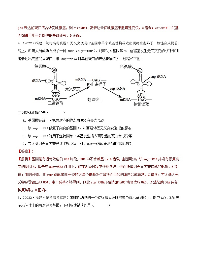 专题10 变异与进化--三年（2021-2023）高考生物真题分项汇编（全国通用）03