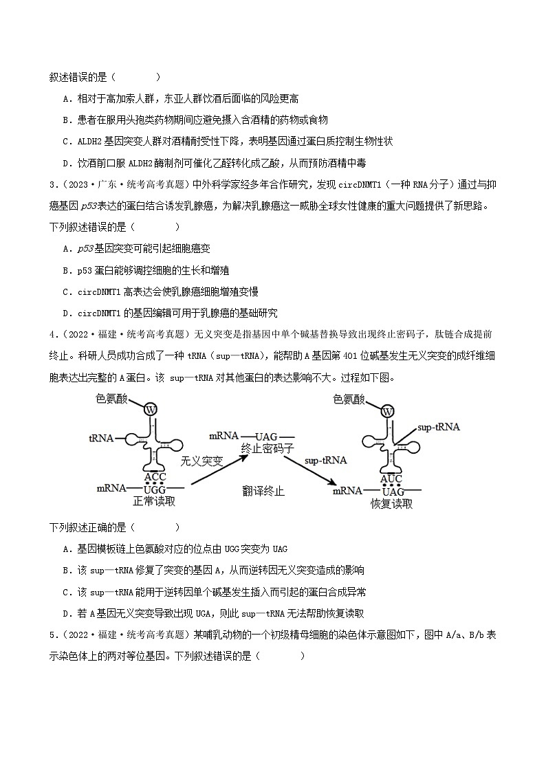 专题10 变异与进化--三年（2021-2023）高考生物真题分项汇编（全国通用）02