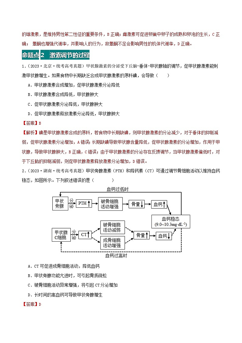 专题13 体液调节--三年（2021-2023）高考生物真题分项汇编（全国通用）03