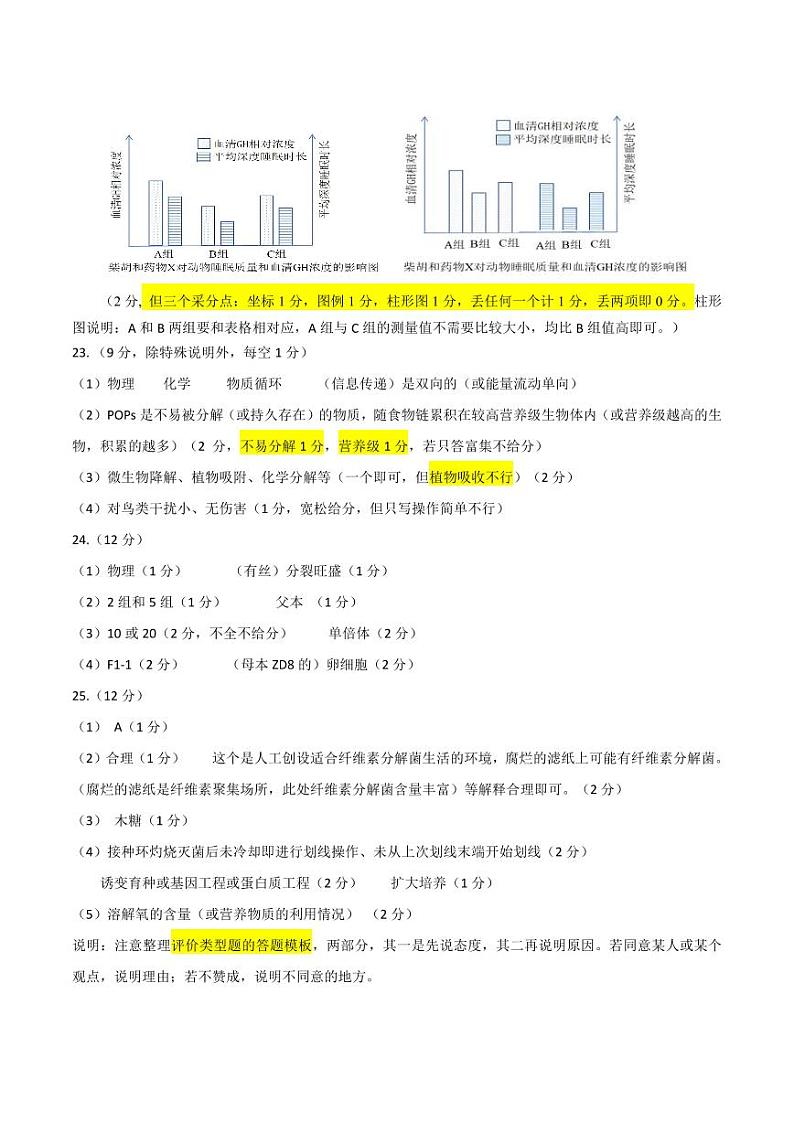 2024-4高三四模生物学答案第2页