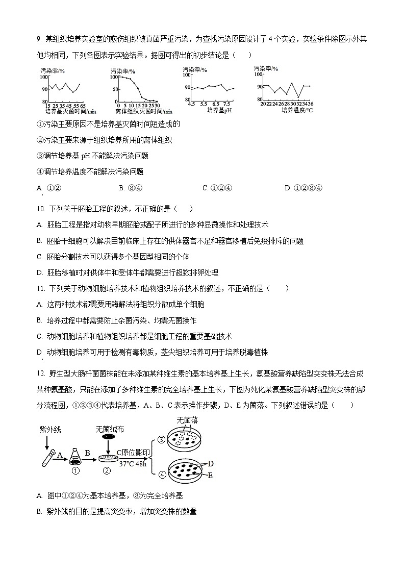 陕西省安康市2023-2024学年高二下学期4月期中生物试题（原卷版+解析版）03